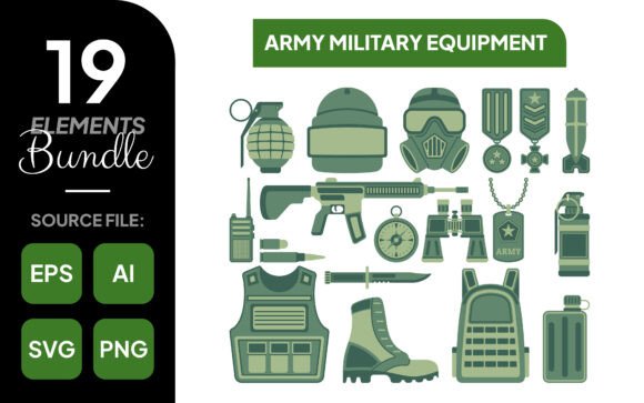 Army Military Equipment Illustration: Design Assets for Tactical Projects