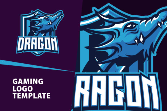 Blue Dragon Mascot Gaming Logo Design