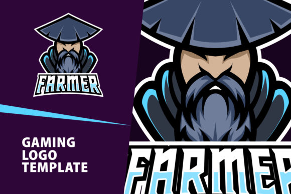 Farmer Mascot Gaming Logo Design: Editable Vector Template