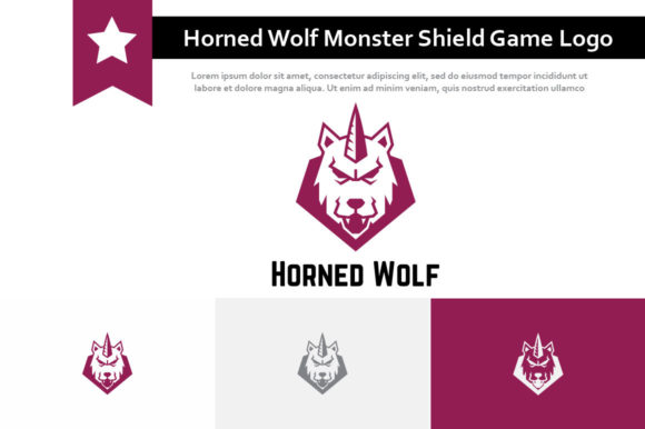 Horned Wolf Monster Shield Esport Logo