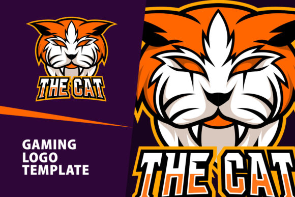 Orange Cat Mascot Gaming Logo Design