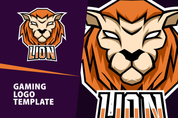 Orange Lion Mascot Gaming Logo Design