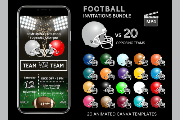 Silver Grey Team Bundle: Elevate Your Football Invites