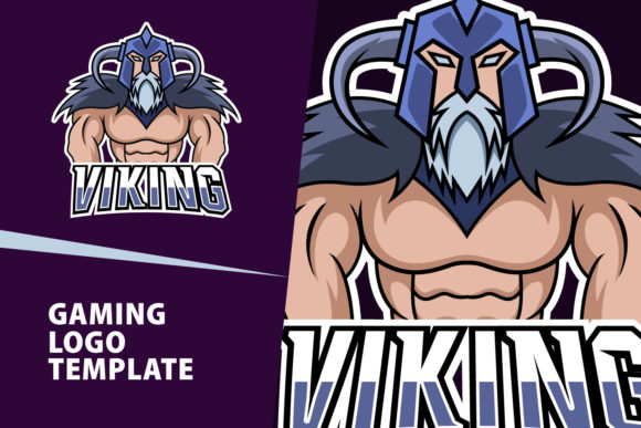 Viking Mascot Gaming Logo Design and Editable Font